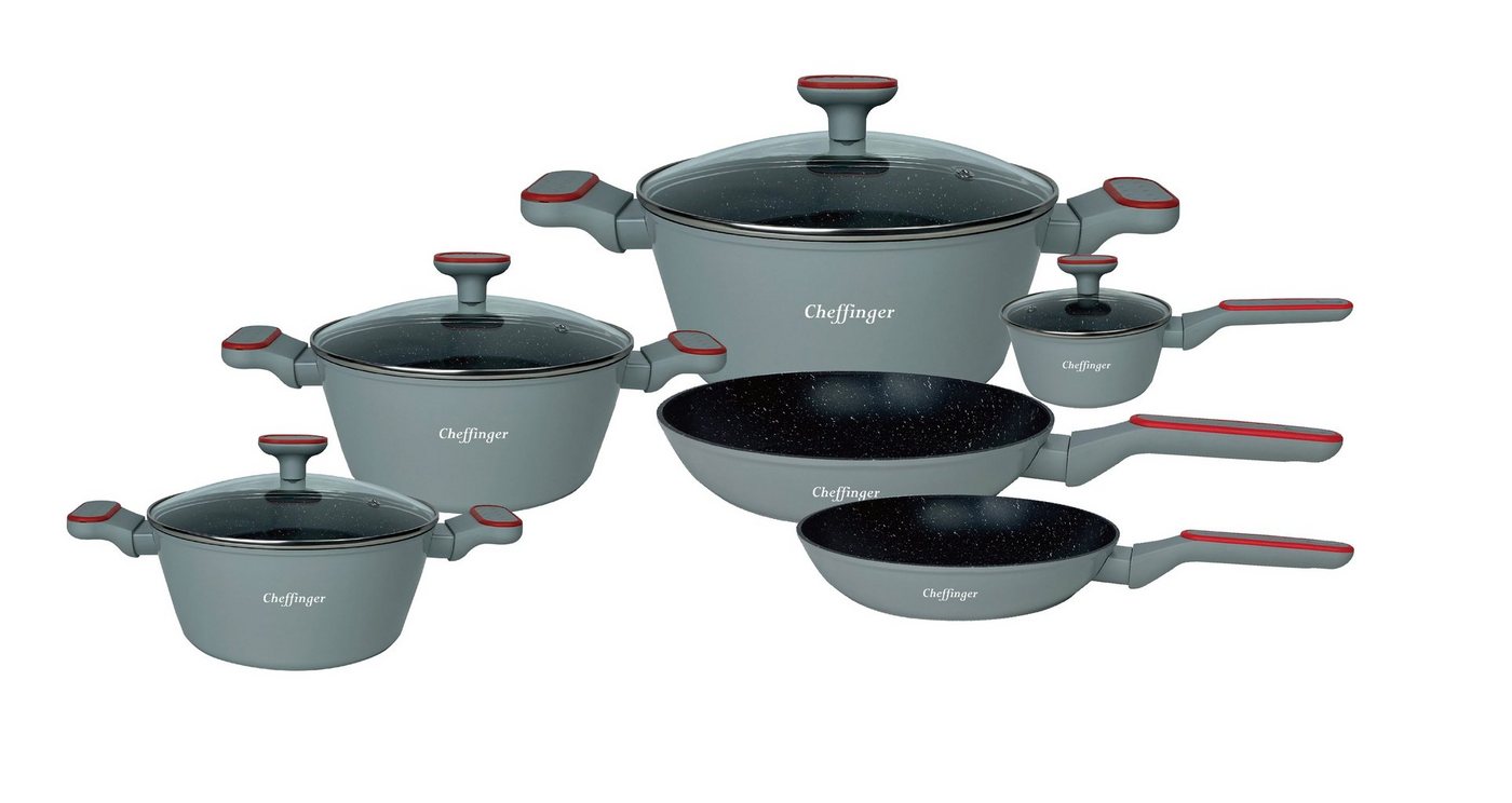 Cheffinger Kochtopf Kochgeschirr Set 10 tlg Topfset Induktion Kochtopfset Antihaft, (10-tlg) von Cheffinger