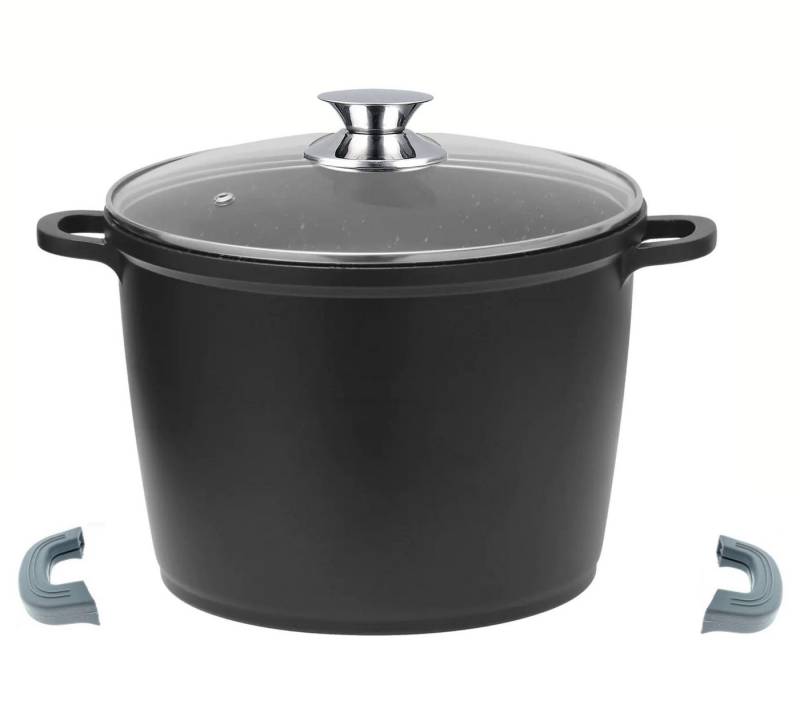 Cheffinger Kochtopf Kochtopf Topf Kasserolle Glasdeckel Aluguss Induktion Ø28cm, Material: Aluminium, Stahl, Glas (Set bestehend aus 1 Topf und 1 Deckel) von Cheffinger