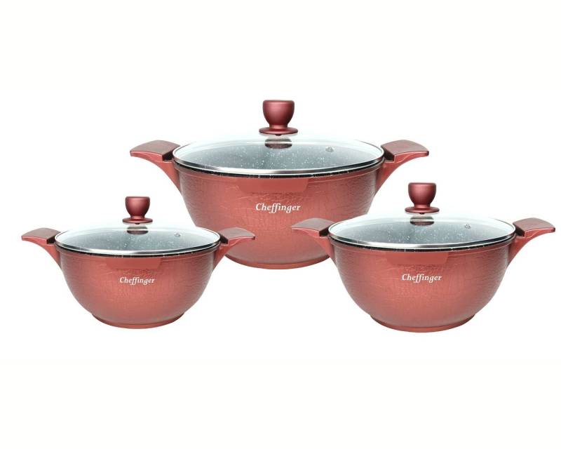 Cheffinger Kochtopf Kochtopfset 20-24-28cm 6-tlg Topf Induktion Alu Guss Geschirr, (6-tlg) von Cheffinger