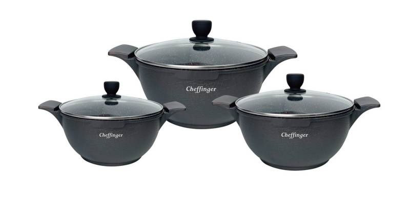 Cheffinger Kochtopf Kochtopfset 20-24-28cm 6-tlg Topf Induktion Alu Guss Geschirr, (6-tlg) von Cheffinger