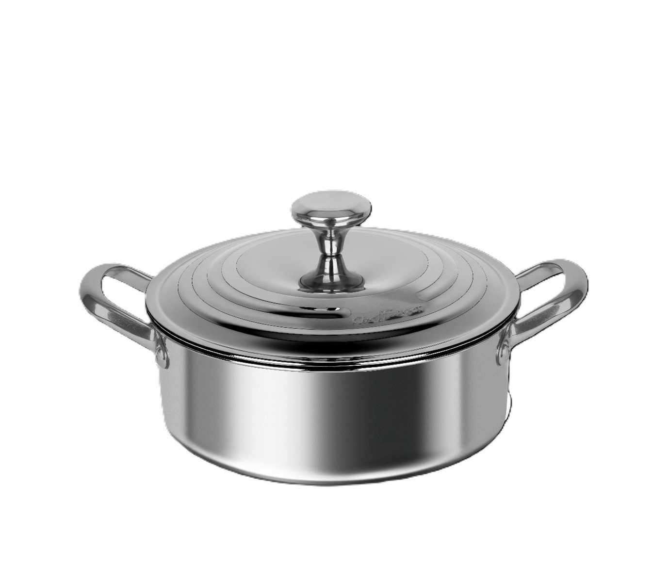 Cheffinger Kochtopf - Niedriger Topf geeignet für alle Herdarten, Antihaft, Edelstahl (1-tlg), Induktionsgeeignet, mit Deckel, Edelstahl von Cheffinger