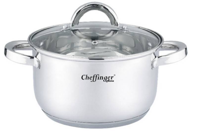 Cheffinger Kochtopf mit Glasdeckel geeignet für alle Herdarten aus hochwertigem Edelstahl Cheffinger Kochtopf mit Glasdeckel geeignet für alle Herdarten aus hochwertigem Edelstahl von Cheffinger