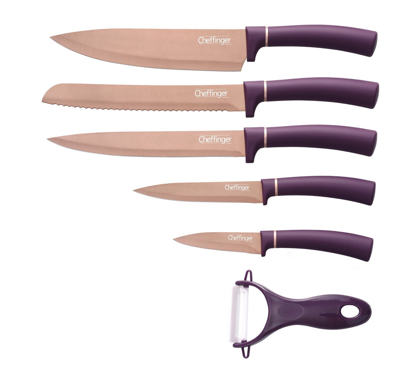 Cheffinger Messer-Set 6 tlg Edel Messerset Messer Fleischmesser Brotmesser (6-tlg) von Cheffinger