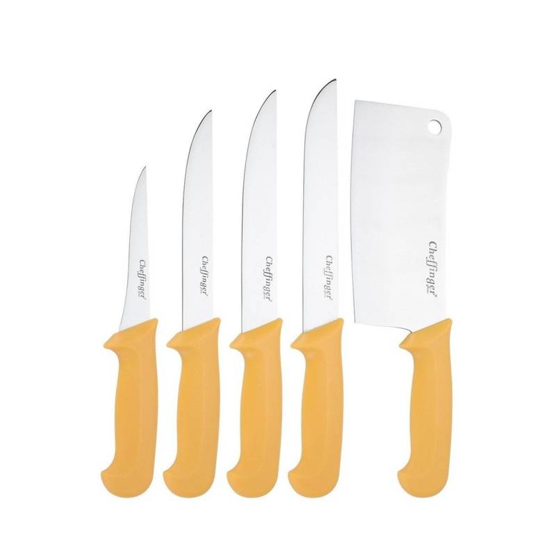 Cheffinger Messer-Set BBQ 5-teilig, aus hochwertigem Edelstahl - Ergonomisch & langlebig (5-tlg), Edelstahl, ergonomisch geformte Griffe von Cheffinger