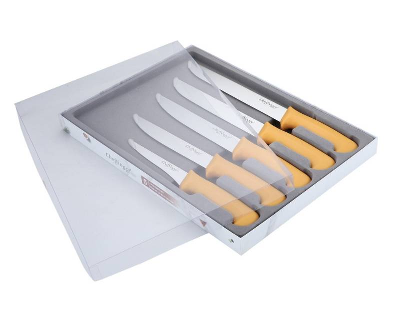 Cheffinger Messer-Set Messer BBQ Grill Fleischmesser Kochmesser Set 5-tlg. Cheffinger (Set bestehend aus 5 Messern) von Cheffinger