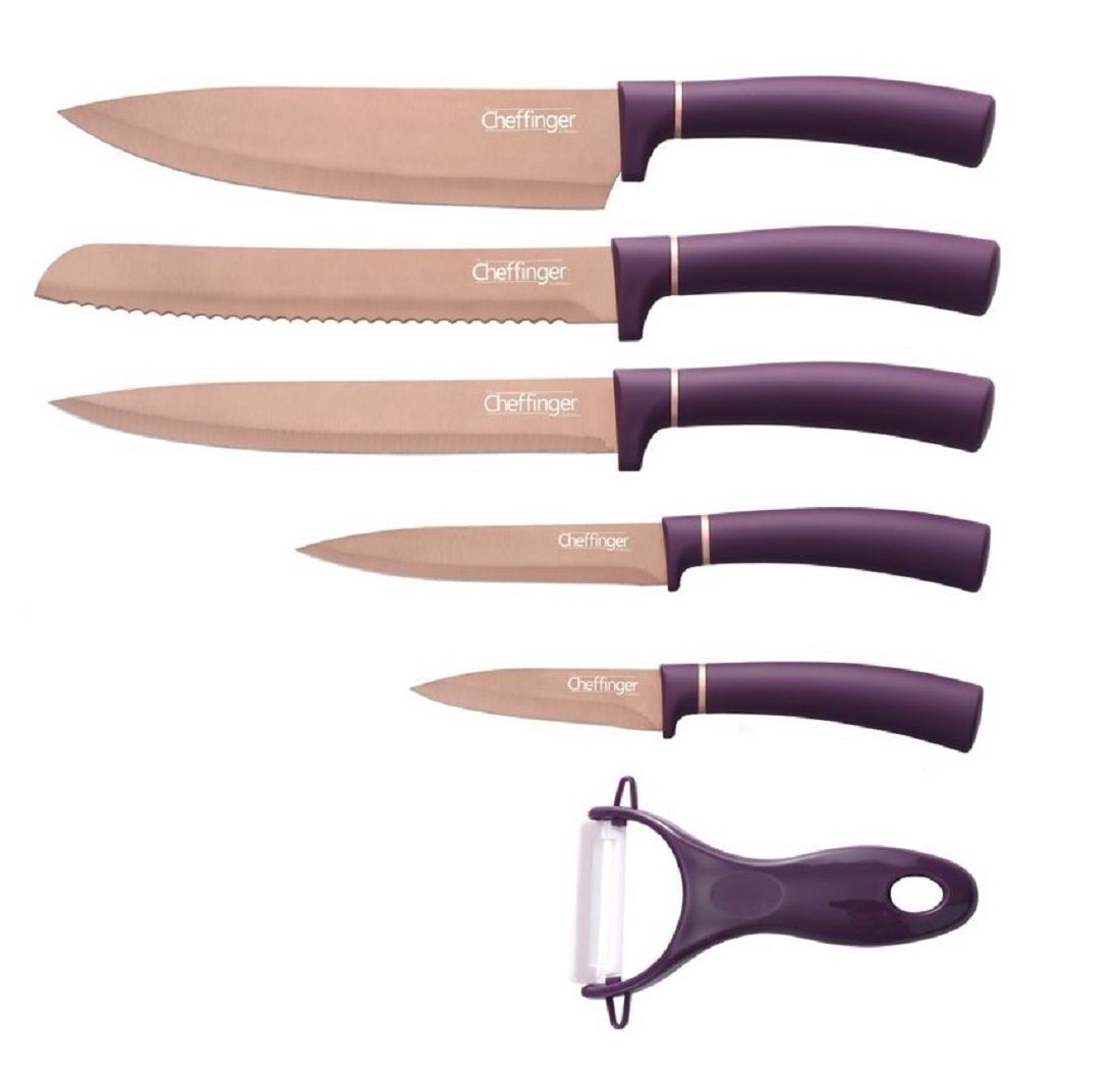 Cheffinger Messer-Set Messer Kochmesser Sparschäler Messerset 6-tlg. Cheffinger CF-MB11 von Cheffinger