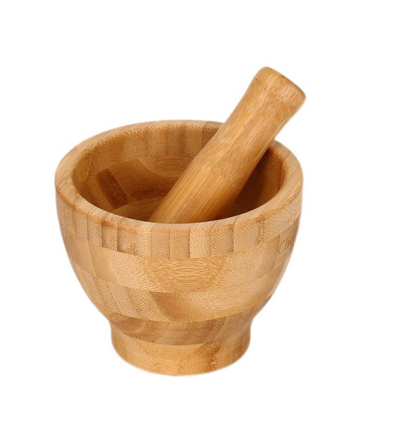 Cheffinger Mörser mit Stößel aus Bambus zum Mahlen von Kräutern & Gewürzen, (2-tlg) von Cheffinger