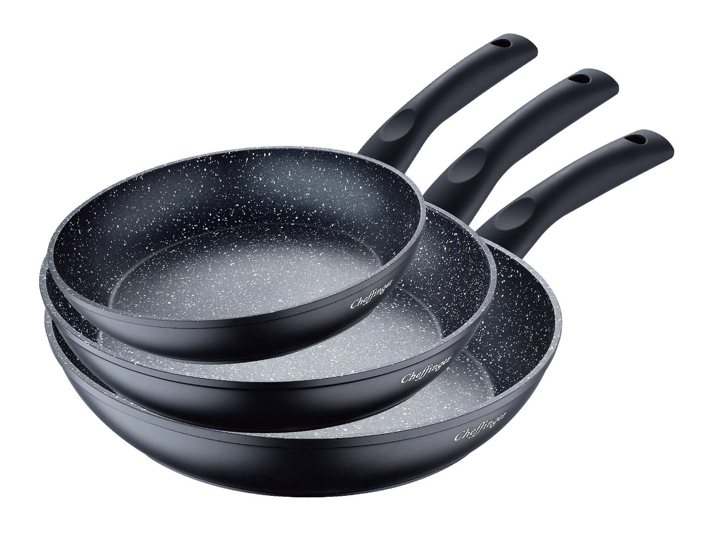 Cheffinger Pfannen-Set 3er Pfannenset Induktion Set Antikratz Bratpfannen Pfanne Antihaft Induktions-Bratpfanne ø 20 cm, ø 24 cm, ø 28 cm, (3-tlg) von Cheffinger