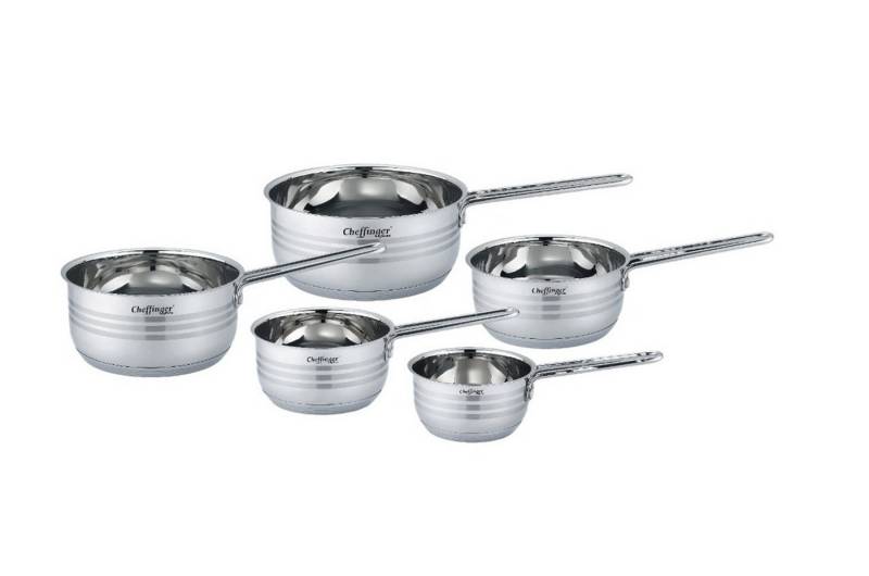 Cheffinger Pfannen-Set 5 teiliges Edelstahl Saucenpfannen-Set - Induktionsgeeignet & Antihaft, Edelstahl 18/10 (5-tlg), Induktionsgeeignet von Cheffinger