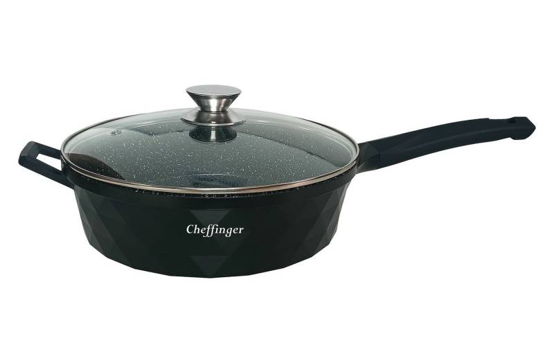 Cheffinger Pfannen-Set Bratpfanne mit Glasdeckel beschichtet Ø28 Induktion Cheffinger, Material: Aluminiumguss, Glas (Set bestehend aus 1 Bratpfanne und 1 Glasdeckel) von Cheffinger