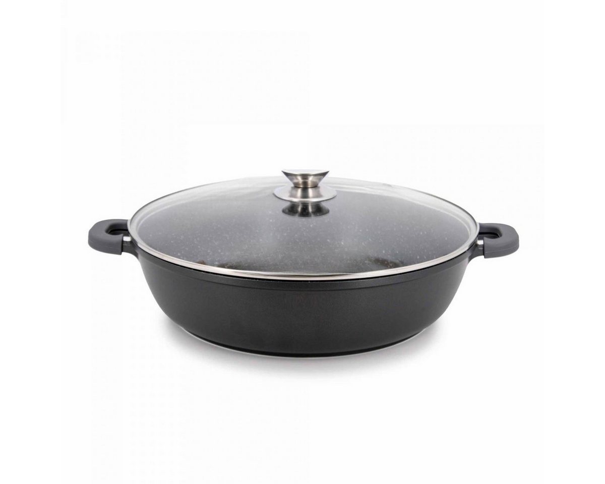 Cheffinger Pfannen-Set Pfanne Bratpfanne Schmorpfanne mit Glasdeckel Aluguss Ø36cm, Material: Aluminium, Glas, rostfreier Stahl von Cheffinger