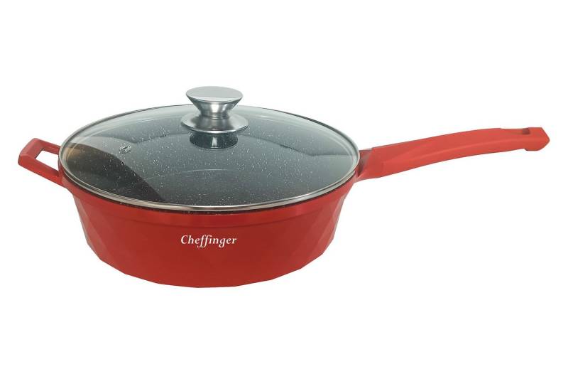 Cheffinger Pfannen-Set Pfanne Bratpfanne m. Glasdeckel beschichtet Ø28 Induktion Cheffinger, Material: Aluminiumguss, Glas (Set bestehend aus 1 Bratpfanne und 1 Glasdeckel) von Cheffinger