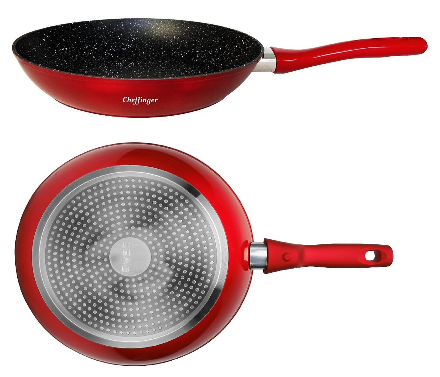 Cheffinger Bratpfanne XL Bratpfanne Pfanne Induktion Ø 30cm Cheffinger FFP-30 Rot, Aluminium von Cheffinger