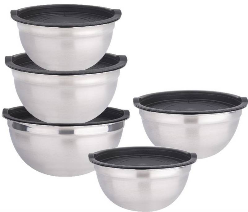 Cheffinger Rührschüssel 10-teiliges Edelstahl-Set – Stapelbar, Vielseitig & Mit Silikondeckeln, (10-tlg) von Cheffinger