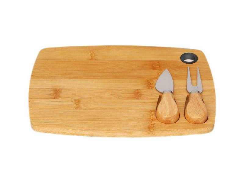 Cheffinger Schneidebrett Käsebrett Käse Set 3-tlg Käsemesser Käsegabel Schneidebrett von Cheffinger