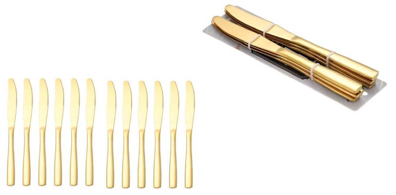 Cheffinger Tafelmesser 12er Set Speisemesser Messer L 23cm CF1005 Gold von Cheffinger