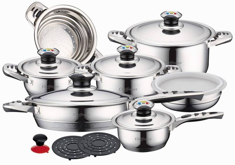 Cheffinger Topf-Set 16-Teilig Kochtopf Set Kochtöpfe Topf Edelstahl für alle Herdarten, (16-tlg) von Cheffinger