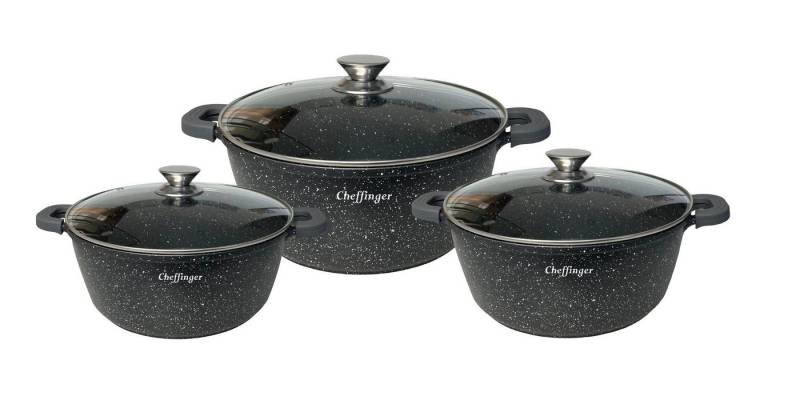 Cheffinger Topf-Set 6-Teilig Kochgeschirr-Set Topf Induktion Alu Guss Pfanne Topfset, (6-tlg) von Cheffinger