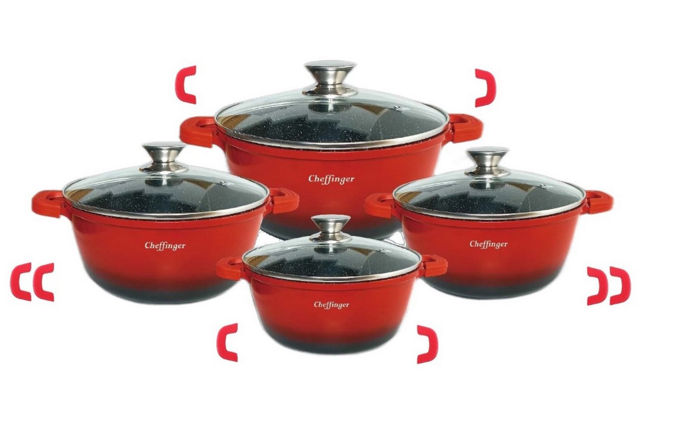 Cheffinger Topf-Set 8 tlg Kochtopf Set Topf Induktion Anti Haft 20-24-28-32cm, (8-tlg) von Cheffinger