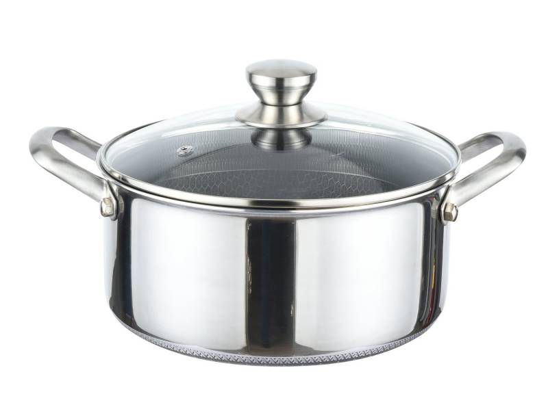 Cheffinger Topf-Set Kochtopf Topf Ø28cm Massiv Edelstahl mit Glasdeckel Induktion, Material: Glas, Edelstahl (Set bestehend aus 1 Topf und 1 Deckel) von Cheffinger