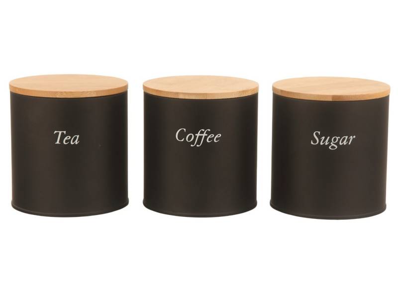 Cheffinger Vorratsdose Vorratsdosen Vorratsbehälter Kaffeedose Metall 3er-Set 0,75L, Material: Metall,Holz, (Set bestehend aus 3 Vorratsdosen) von Cheffinger