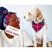 Urlaub Tartan Karierter Hund Mama + Baby Passendes Flanell Stirnband & Krawatte Auf Bandana Set Von Cheffy & Co von CheffyandCo