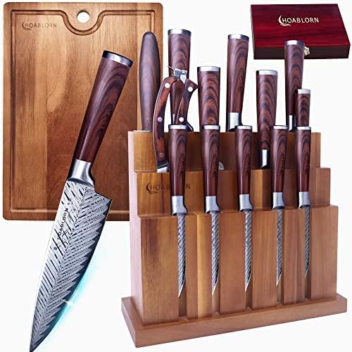ChefHoablorn Profi Messerblock Messer Set, Profi Küchenmesser mit Holzblock, Kochmesser Set mit Messerhalter aus Holz, Gut für Zuhause, Koch, Hochzeit, Einzugsgeschenk von Chefhoablorn