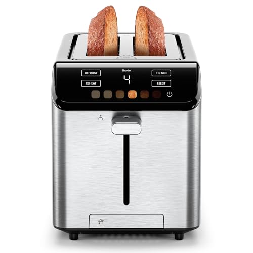 Chefman Smart Touch 2 Scheiben Digital Toaster, 6 Farbeinstellungen, Toaster Edelstahl mit extrabreiten Schlitzen, Touchscreen, +10 Sekunden, Auftauen, herausnehmbares Krümelfach - Edelstahl von Chefman