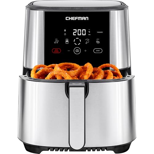 Chefman TurboFry Touch Heißluftfritteuse, 4.75L Familiengröße, One Touch Digital Control Voreinstellungen, Pommes, Hähnchen, Fleisch, Fisch, Spülmaschinenfest, Automatische Abschaltung, Edelstahl Chefman TurboFry Touch Heißluftfritteuse, 4.75L Familiengröße, One Touch Digital Control Voreinstellungen, Pommes, Hähnchen, Fleisch, Fisch, Spülmaschinenfest, Automatische Abschaltung, Edelstahl von Chefman
