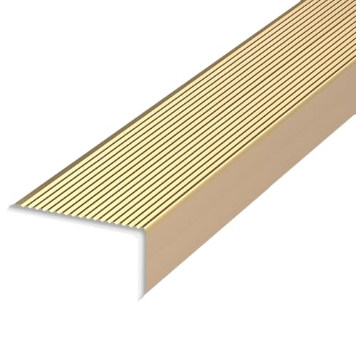 1 Stück Treppenkantenschutz aus goldfarbenem Aluminium – 35 Zoll rutschfeste Treppenkante for den Innen- und Außenbereich(WxH 8x5cm) von ChegLI