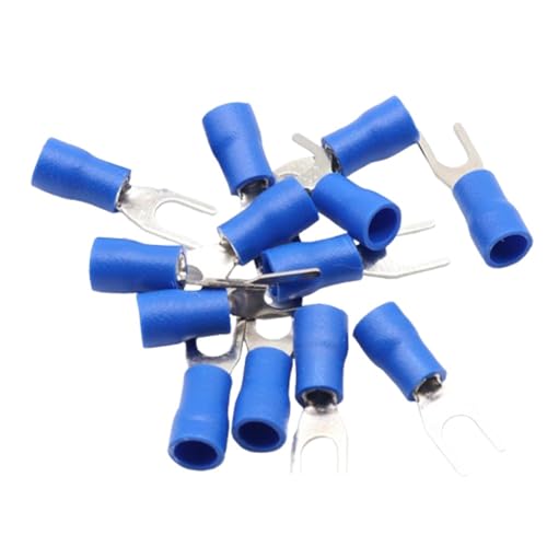 100 Stück blaue Gabel-Spaten-Kabelverbinder – 16~14 AWG Crimp-Anschlussklemmen for elektrische Anwendungen SV2.5-4 von ChegLI