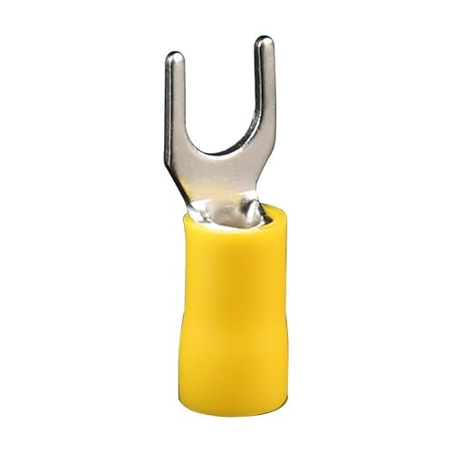 50 Stück M4-M6 Gabel-Crimp-Anschlussklemmen – Isolierte Messing-Draht-Endverbinder for sichere elektrische Verbindungen(Yellow,5.5 x 5) von ChegLI