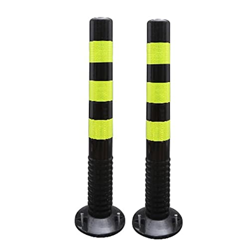 Flexible Einfahrtsleitpfosten, 2er-Pack mit Reflektorstreifen – Sicherheitspollerkegel zur Verkehrskontrolle und Gefahrenwarnung(Black+yellow) von ChegLI