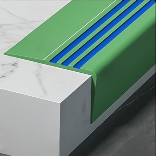 Selbstklebender, rutschfester Treppenkantenschutz aus Gummi – flexible Sicherheitsleiste for Treppen, Rampen und Leitern – 1 Stück(Green,L 1m) von ChegLI