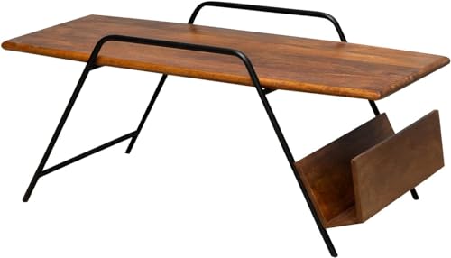 CHEHOMA - Couchtisch Easypeasy mit Zeitschriftenhalter - Mangoholz und Eisen - für Wohnzimmer oder Büro - Moderner Beistelltisch - Industrial Design für Hochwertige Inneneinrichtung - 40 x 50 x 107 cm von CHEHOMA