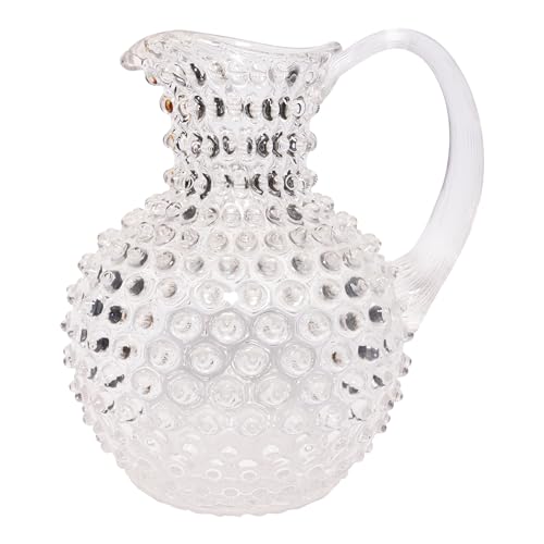 CHEHOMA - Glaskaraffe mit Diamantspitzen-Dekor und breitem Henkel - Transparent und Robust verarbeitet - 2 Liter Wasserkrug oder Tischvase - Höhe: 23 cm - Stilvolle Tischkultur & Deko-Accessoire von CHEHOMA