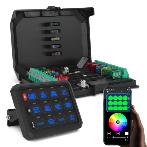 Chelhead 12 Gang Schalterpanel mit APP-Steuerung RGB 80A Multifunktions Hintergrundbeleuchtung Dimmbares Bluetooth Fernschalterpanel Wasserdicht Universal Kompatibel mit 12 V/24 V LKW Boot SUV RV Chelhead 12 Gang Schalterpanel mit APP-Steuerung RGB 80A Multifunktions Hintergrundbeleuchtung Dimmbares Bluetooth Fernschalterpanel Wasserdicht Universal Kompatibel mit 12 V/24 V LKW Boot SUV RV von Chelhead