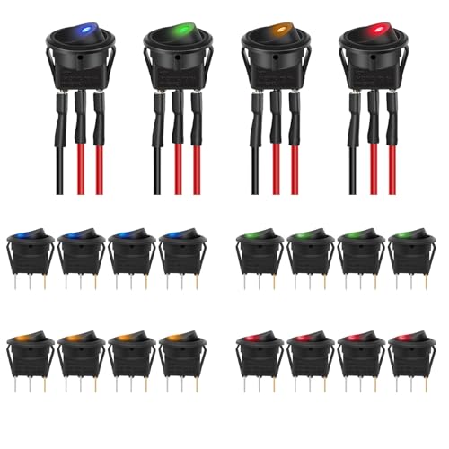 Chelhead 20 Stück Runde Schalter 12V Ein/Aus Wippschalter 3-Pin Vorverkabelt 6A 250VAC 10A 125VAC Wasserdichter LED Drucktastenschalter, für Haus, Auto, LKW Chelhead 20 Stück Runde Schalter 12V Ein/Aus Wippschalter 3-Pin Vorverkabelt 6A 250VAC 10A 125VAC Wasserdichter LED Drucktastenschalter, für Haus, Auto, LKW von Chelhead