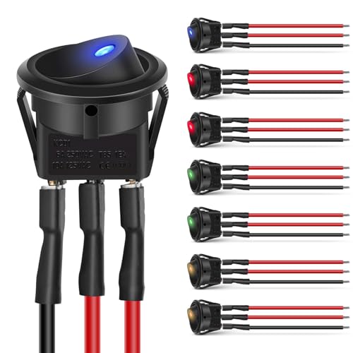 Chelhead 8 Stück Runde Schalter 12V Ein Aus Kippschalter 3 Pin Vorverkabelt 6A 250VAC 10A 125VAC Wasserdichter LED Drucktastenschalter, für Haus, Auto, LKW Chelhead 8 Stück Runde Schalter 12V Ein Aus Kippschalter 3 Pin Vorverkabelt 6A 250VAC 10A 125VAC Wasserdichter LED Drucktastenschalter, für Haus, Auto, LKW von Chelhead
