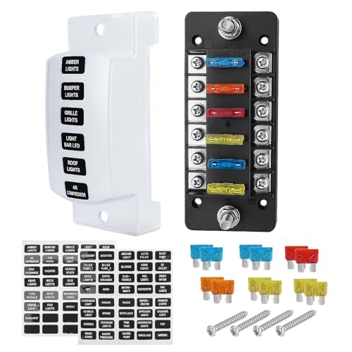 Chelhead 6 Fach Sicherungshalter 12 Volt ATC/ATO KFZ Sicherungskasten 6 Stromkreise Mit Negativer Positiver 12v Verteilerblock kompatibel mit 12V/24V Autos LKW Boot VAN SUV Marine Fahrzeug Chelhead 6 Fach Sicherungshalter 12 Volt ATC/ATO KFZ Sicherungskasten 6 Stromkreise Mit Negativer Positiver 12v Verteilerblock kompatibel mit 12V/24V Autos LKW Boot VAN SUV Marine Fahrzeug von Chelhead