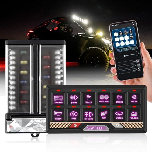 Chelhead RGB 12 Gang Bluetooth Schalttafel Acc Batteriesteuerung Kippschalter Momentanimpulsschalter für LED-Lichtleiste APP-Steuerung Wasserdicht, Kompatibel mit LKW, Boot, SUV, Wohnmobil Chelhead RGB 12 Gang Bluetooth Schalttafel Acc Batteriesteuerung Kippschalter Momentanimpulsschalter für LED-Lichtleiste APP-Steuerung Wasserdicht, Kompatibel mit LKW, Boot, SUV, Wohnmobil von Chelhead