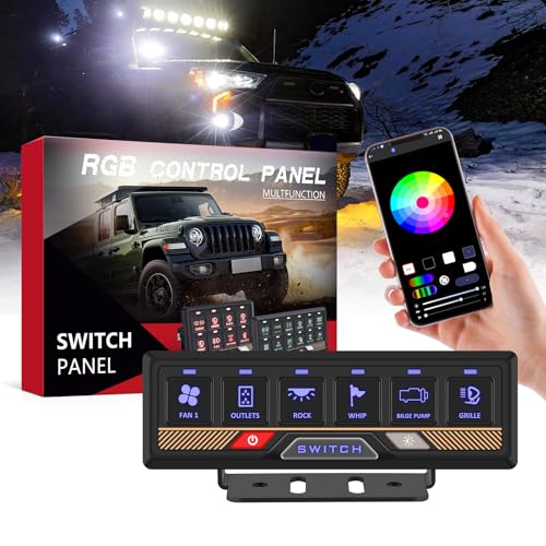 Chelhead RGB 6 Gang Schalter Panel Kit mit APP Steuerung, universelles Schaltkreissteuerungsrelaissystem, multifunktionale Bluetooth Schaltpanel, kompatibel mit LKW, Boot, SUV, Wohnmobil Chelhead RGB 6 Gang Schalter Panel Kit mit APP Steuerung, universelles Schaltkreissteuerungsrelaissystem, multifunktionale Bluetooth Schaltpanel, kompatibel mit LKW, Boot, SUV, Wohnmobil von Chelhead