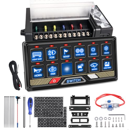 Chelhead Schalter Panel Kit 12V 24V: Schalter box Ein/Aus, LED-Auto-Touch-Schalttafel Universal Circuit Control Relais System Touch Switch Box RGB Farben für Auto LKW Boot UTV SUV 12 Schalter Chelhead Schalter Panel Kit 12V 24V: Schalter box Ein/Aus, LED-Auto-Touch-Schalttafel Universal Circuit Control Relais System Touch Switch Box RGB Farben für Auto LKW Boot UTV SUV 12 Schalter von Chelhead