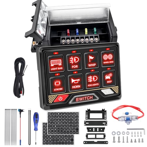 Chelhead Schalttafel-Set 12 V/24 V: RGB-Taste, Touch-Steuerung, 8 Schalttafelboxen mit kurzzeitig dimmbarer Stroboskopfunktion, kompatibel mit Auto, LKW, Boot, UTV, SUV Chelhead Schalttafel-Set 12 V/24 V: RGB-Taste, Touch-Steuerung, 8 Schalttafelboxen mit kurzzeitig dimmbarer Stroboskopfunktion, kompatibel mit Auto, LKW, Boot, UTV, SUV von Chelhead