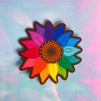 Regenbogen Sonnenblume Magnet | Geschenke Für Blumenliebhaber Auto - Bunter Blumen Dicker Kühlschrankmagnet Accessoires von ChelzartStudio