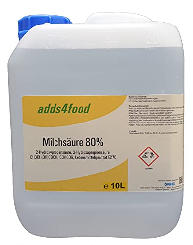 10Liter (ca. 12,5kg) Milchsäure 80% in Lebensmittelqualiät E270 von Chemdiscount