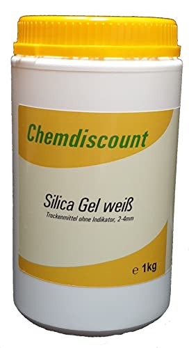 1kg Silica Gel weiss in einer luftdicht wiederverschliessbaren Dose Silicagel Silika Gel Silikagel regenerierbares Trockenmittel von Chemdiscount