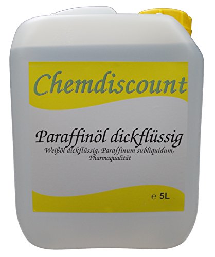 Chemdiscount 5Liter Paraffinöl dickflüssig, entspricht Ph.Eur, medizinisch, Paraffinum Subliquidum, Pharmaqualität von Chemdiscount