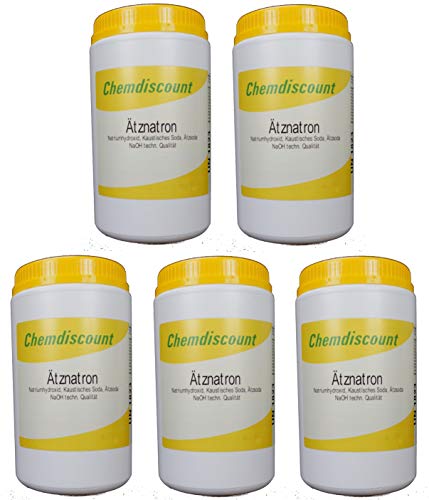 5x1kg Ätznatron in stabiler Dose (NaOH Natriumhydroxid) Mikroperlen versandkostenfrei! von Chemdiscount