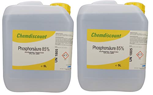 Chemdiscount 10Liter (2x5Liter, ca. 16kg) Phosphorsäure, H3PO4, 85% von Chemdiscount